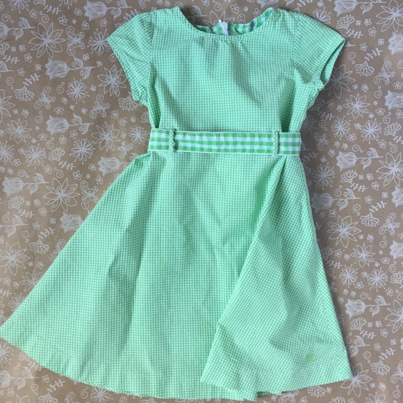 girls green gingham dress